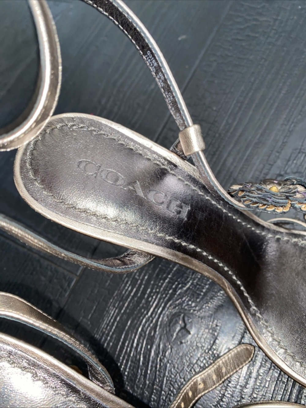 Coach Bianca Womens Sandals Heels Ankle Straps Embellished Leather 7.5 - Picture 6 of 16